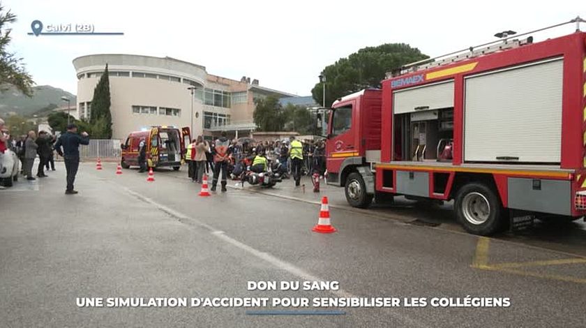 Don du sang : une simulation d'accident pour sensibiliser les collégiens